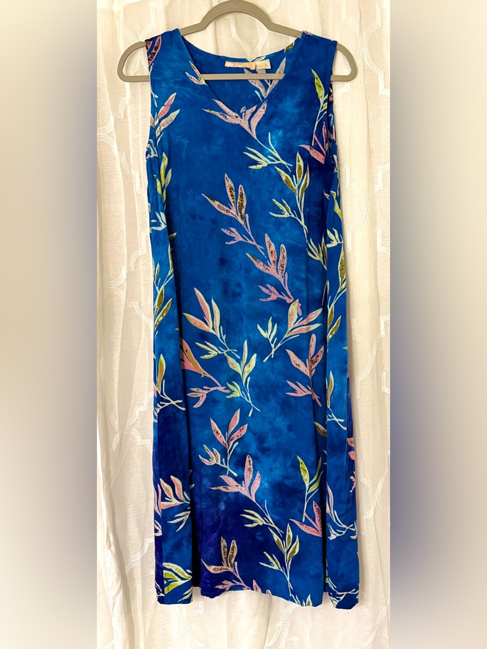 LA Cera Blue Tropical Tank Swim Coverup Shift Dress |  Size Medium | Resortware